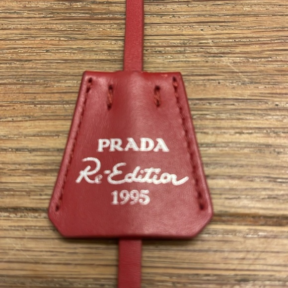 Prada Red Leather Re-Edition 1995 Purse Key Fob - Picture 1 of 4